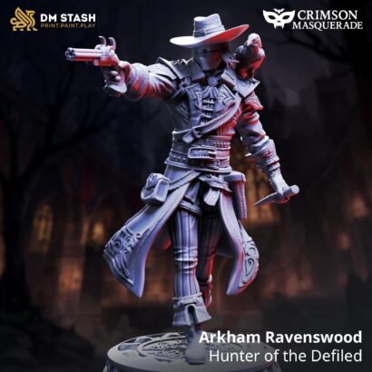 Arkham Ravenswood-Hunter of the Defiled-Masked+Unmasked| DM-Stash|3D-Miniatur|Tabletop|Red Autumn Pt I-Crimson Masquerade|DnD 5e+Datenblatt