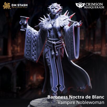 Baroness Noctra de Blanc - Vampire Noblewoman Masked+Unmasked| DM-Stash|3D-Miniatur|Red Autumn Pt I - Crimson Masquerade|DnD 5e+Datenblatt
