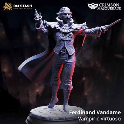 Ferdinand Vandame - Vampiric Virtuoso Masked+Unmasked| DM-Stash|3D-Miniatur|Tabletop|Red Autumn Pt I - Crimson Masquerade|DnD 5e+Datenblatt