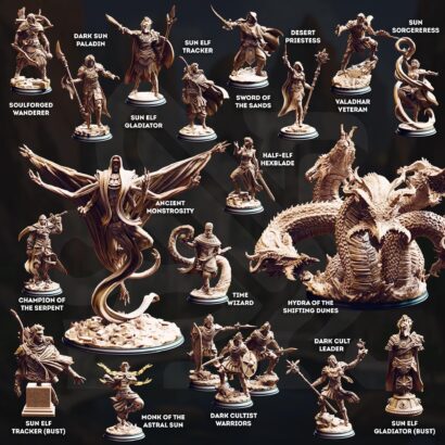 32mm - Einzelfiguren - Elves of the Golden Sun | DM-Stash | 3D-Miniatur | Tabletop| DnD 5e+Datenblatt